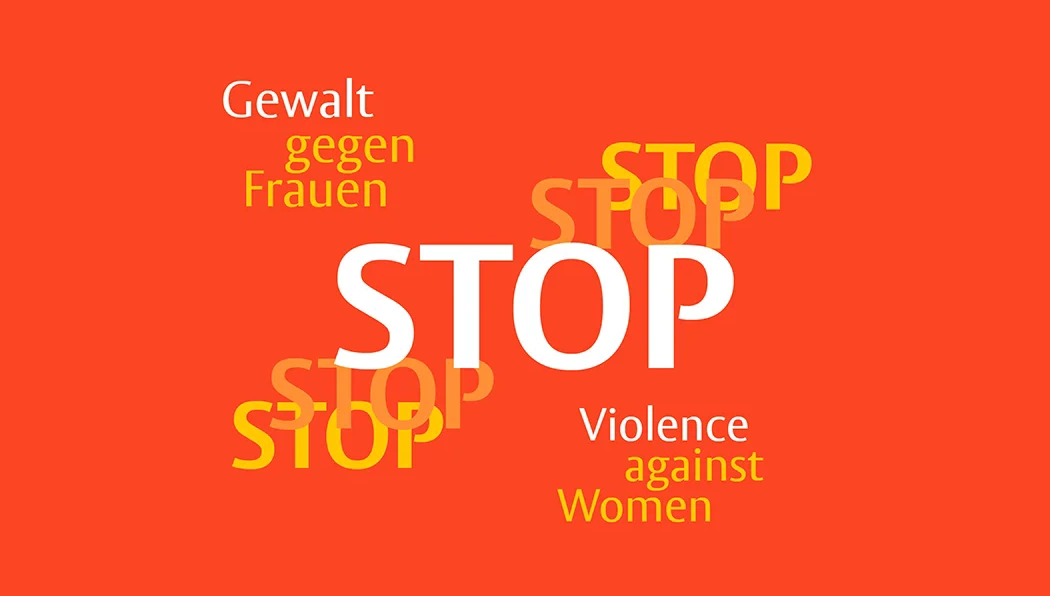 Schriftzug "Stop Gewalt an Frauen"